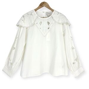 CLEOBELLA‎ Esme Blouse NWT size L Organic Cotton Anthropologie Cottagecore Lace